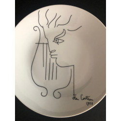 Assiette en porcelaine dessin de Jean Cocteau 1958