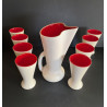 Pitcher and 8 mugs model 1041 in ceramic by Pol Chambost