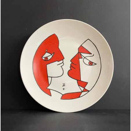 "Carnival" porcelain plate drawing by Jean Cocteau