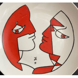 "Carnival" porcelain plate drawing by Jean Cocteau