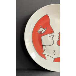 "Carnaval" assiette en porcelaine dessin de Jean Cocteau