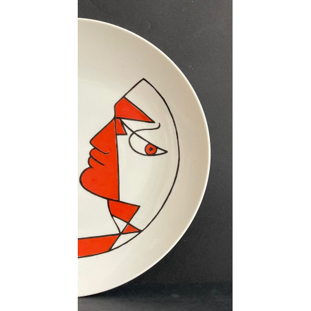 "Carnaval" assiette en porcelaine dessin de Jean Cocteau