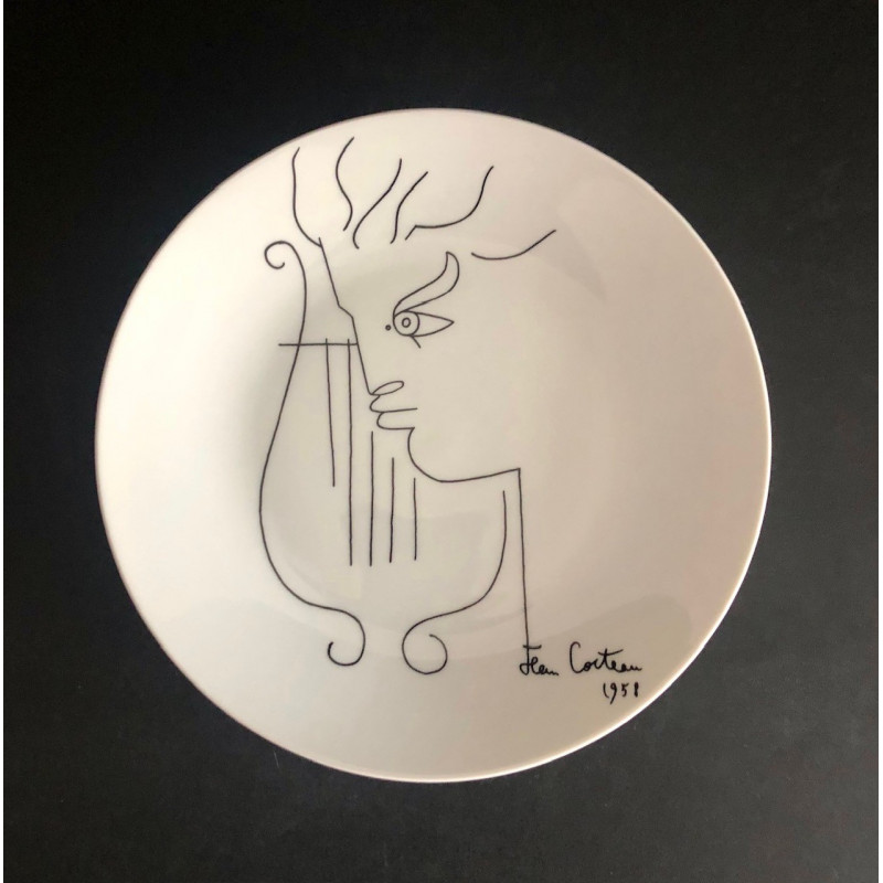 Porcelain Plate Drawing By Jean Cocteau 1958