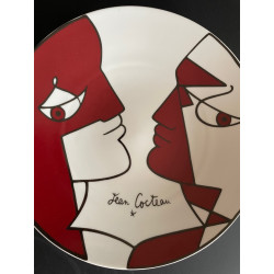 "Carnival" porcelain dish by Couleuvre, drawing Jean Cocteau