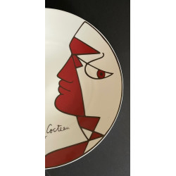 "Carnival" porcelain dish by Couleuvre, drawing Jean Cocteau