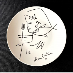 Porcelain plate decorated by Jean Cocteau Editions d'Art