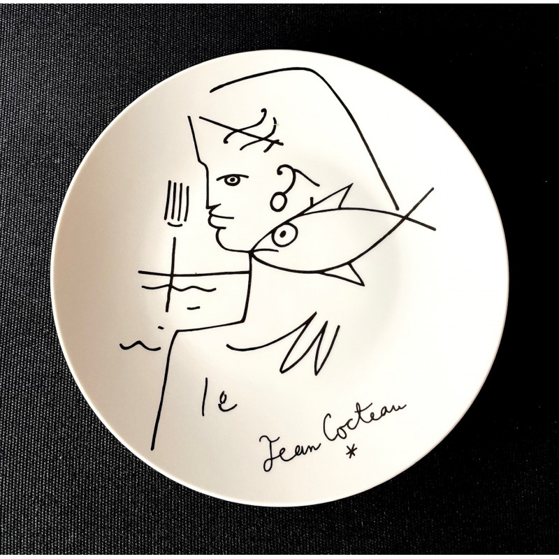 Assiette en porcelaine décor de Jean Cocteau Editions d'Art