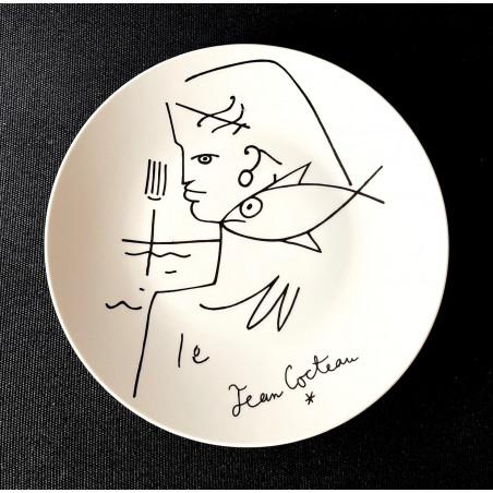 Porcelain plate decorated by Jean Cocteau Editions d'Art