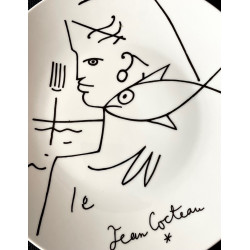 Assiette en porcelaine décor de Jean Cocteau Editions d'Art