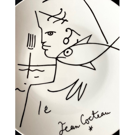 Porcelain plate decorated by Jean Cocteau Editions d'Art