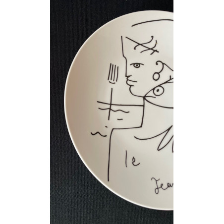 Assiette en porcelaine décor de Jean Cocteau Editions d'Art