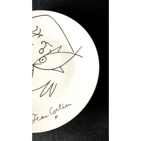 Assiette en porcelaine décor de Jean Cocteau Editions d'Art