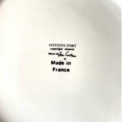 Porcelain plate decorated by Jean Cocteau Editions d'Art