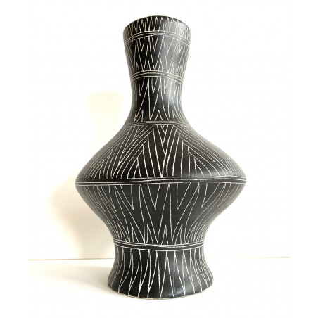 Large Africanist vase by Jean de Lespinasse, 1960s