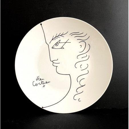 Assiette en porcelaine dessin de Jean Cocteau