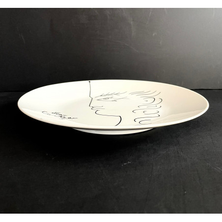 Assiette en porcelaine dessin de Jean Cocteau