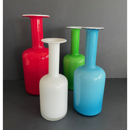 Holmegaard Otto Brauer & Per Lutken collection of 4 glass bottle vasesn verre