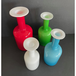 Holmegaard Otto Brauer & Per Lutken collection of 4 glass bottle vasesn verre