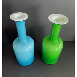 Holmegaard Otto Brauer & Per Lutken collection of 4 glass bottle vasesn verre