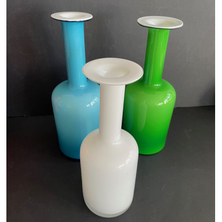 Holmegaard Otto Brauer & Per Lutken collection of 4 glass bottle vasesn verre