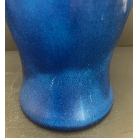 Blue ceramic vase by Pol Chambost No 1063