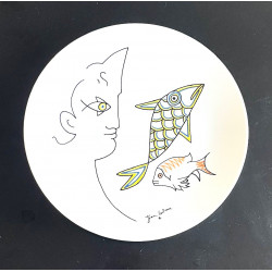 Porcelain plate drawing by...