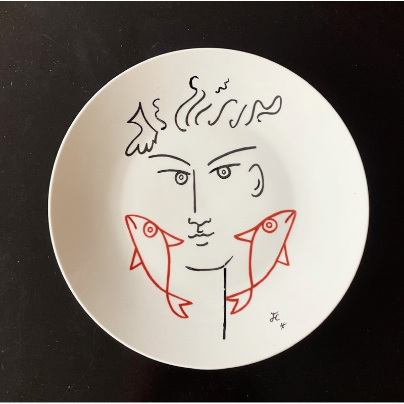 Porcelain Plate Drawing by Jean Cocteau