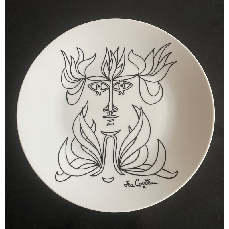 Porcelain plate drawing by Jean Cocteau