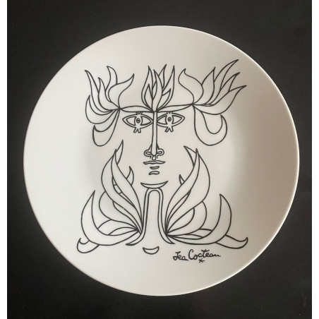 Porcelain plate drawing by Jean Cocteau