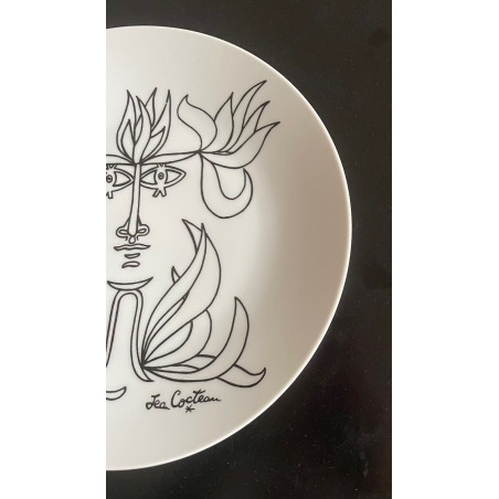 Porcelain plate drawing by Jean Cocteau