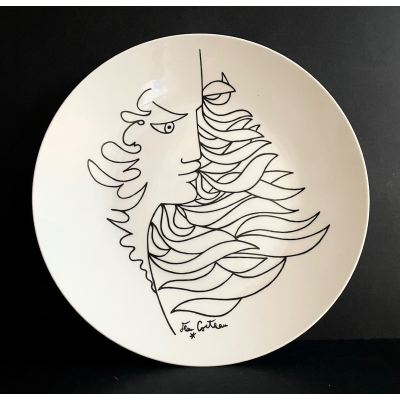 Assiette en porcelaine dessin de Jean Cocteau