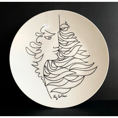 Assiette en porcelaine dessin de Jean Cocteau