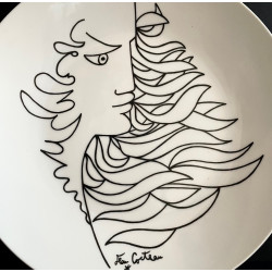 Assiette en porcelaine dessin de Jean Cocteau