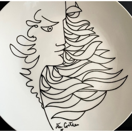 Assiette en porcelaine dessin de Jean Cocteau