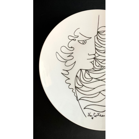 Assiette en porcelaine dessin de Jean Cocteau