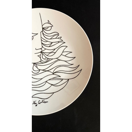 Assiette en porcelaine dessin de Jean Cocteau