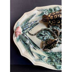 Large Art Nouveau barbotine dish in the style of Bernard Palissy