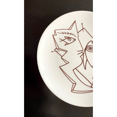 Limoges porcelain plate with a design by Jean Cocteau